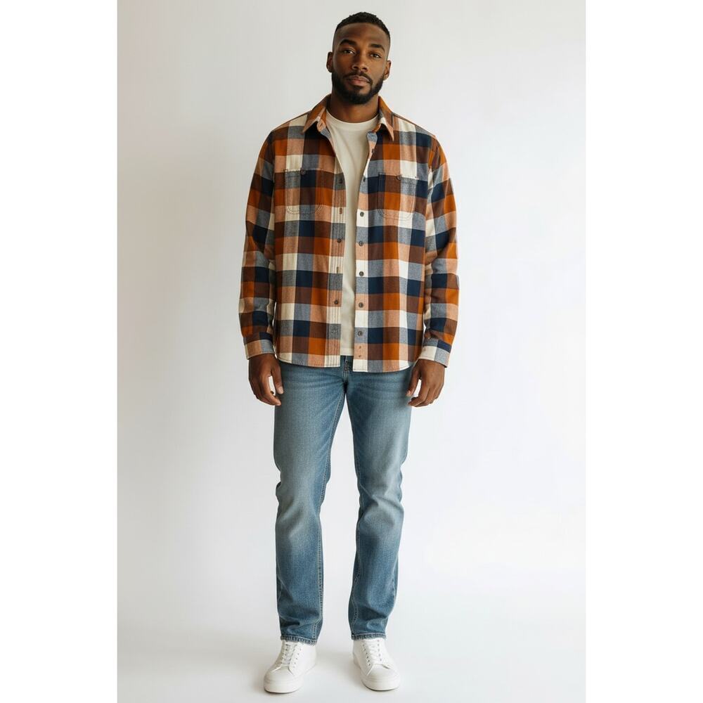 Duluth Trading Co Flannel Shirt Size Small Plaid Button Down 100% Cotton
